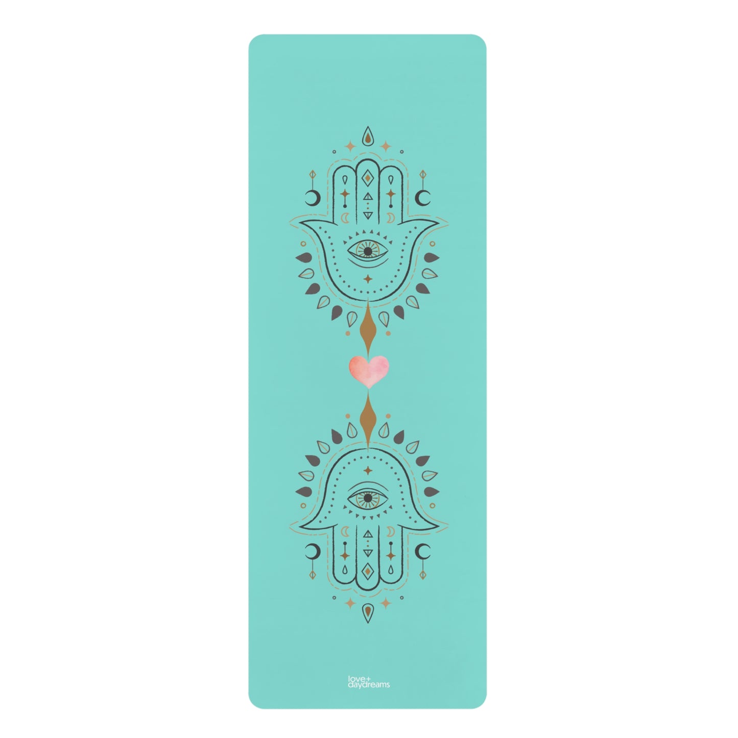 Yoga Mat, 'Sacred Flow' Design, Protective, Grippy Mat for Hot Yoga, Pilates, Presence, Peace. Premium Rubber Mat with Hamsas, Sacred