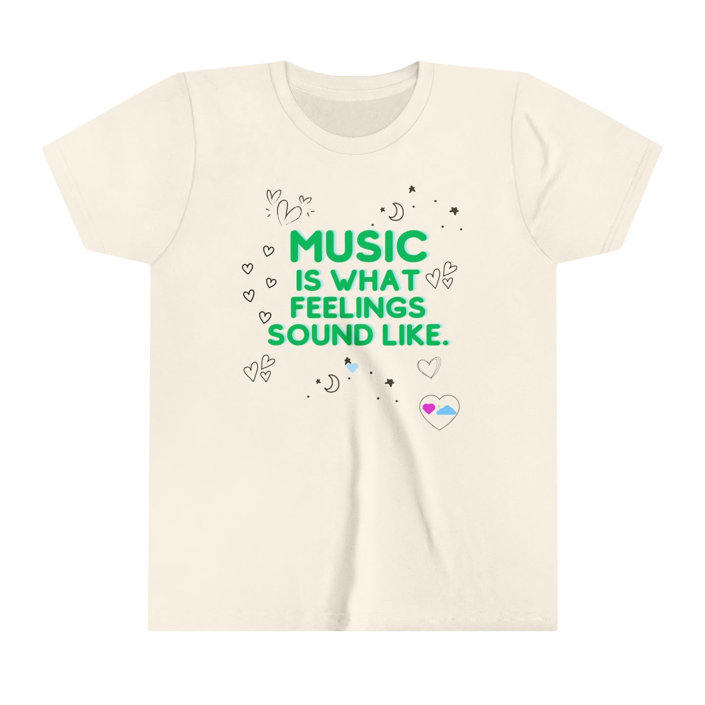 Youth Short Sleeve Tee | "Music is What Feelings Sound Like" - Doodles