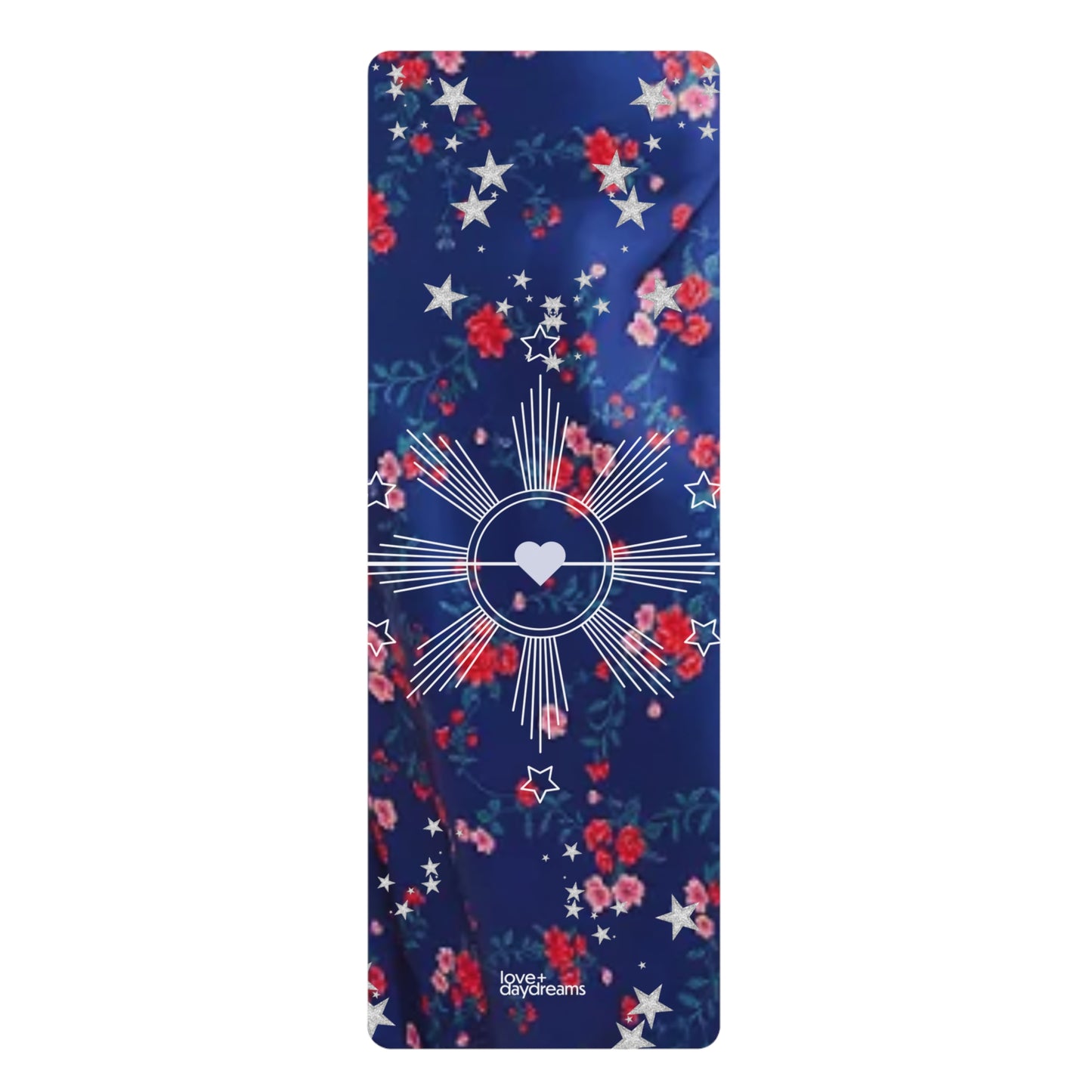 Yoga Mat, "Flowers, Heart, Stars, Sun" Design, Customizable, Anti-Slip Bottom, Extra Long Length,  Studio Home Fitness Pilates Meditation, Best Yoga mat