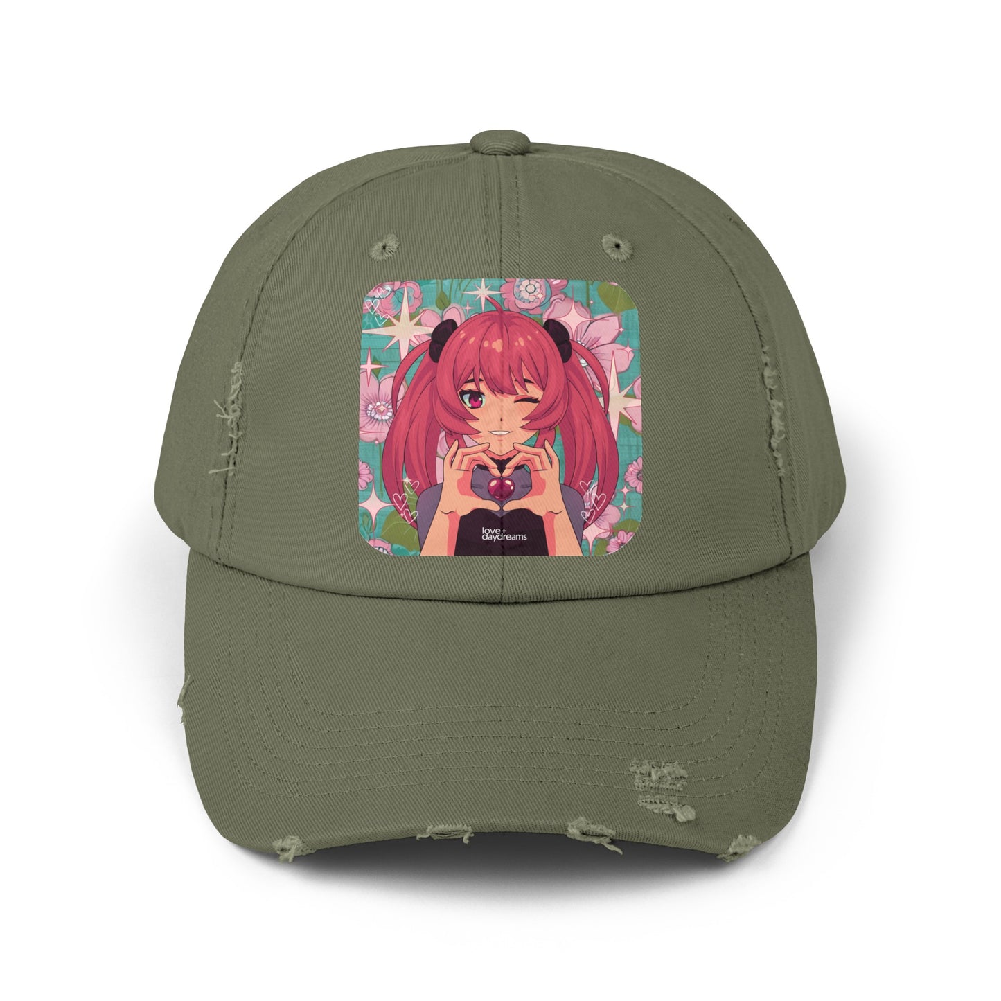 Unisex Distressed Cap | "Love + Anime"