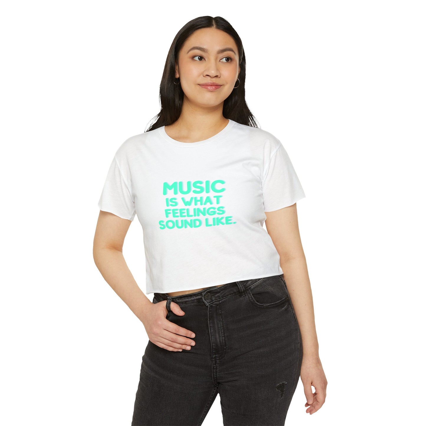 Women's Festival Crop Top | "Music is What Feelings Sound Like"