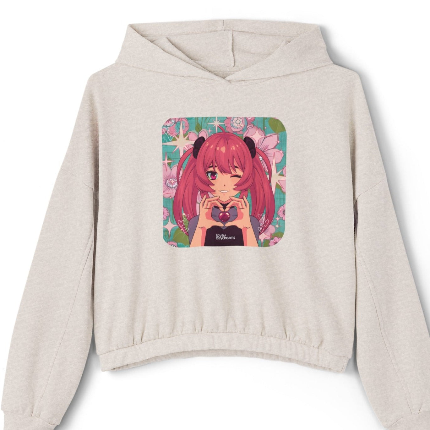 Women's Cinched Cropped Hoodie | "Love + Anime"