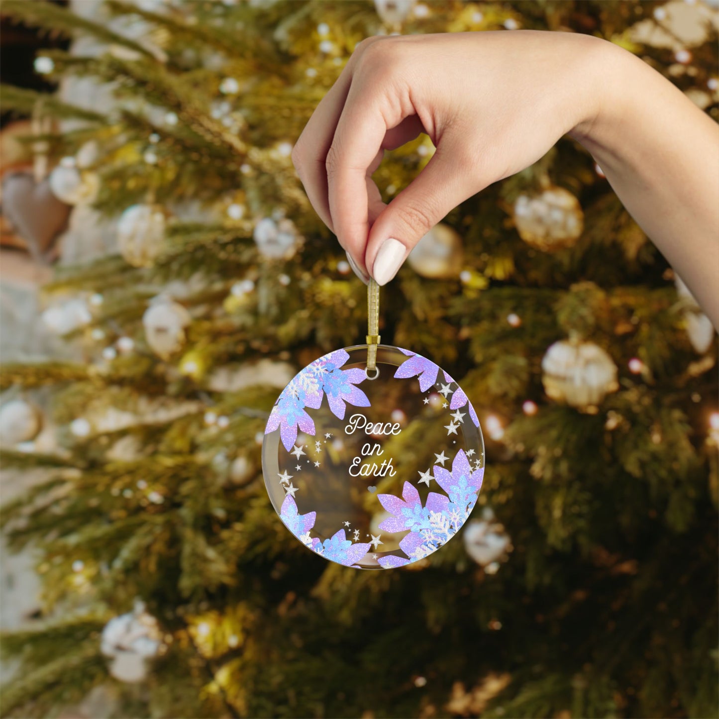 Glass Ornaments, Peace On Earth Stars Snowflakes Decoration, Holiday Keepsake, Christmas Tree Bauble, Winter Home Decor, Festive Ornament