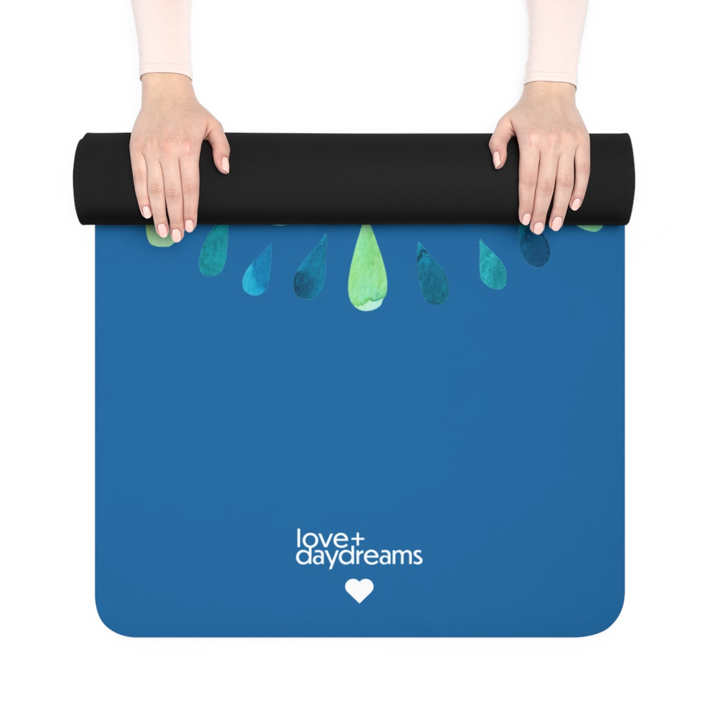 Yoga Mat, Inner Bloom Design for Hot Yoga, Meditation - Velvet Non-Slip Rubber Mat, Ocean Green Blue, Pilates Mat, Fitness Pad, Exercise