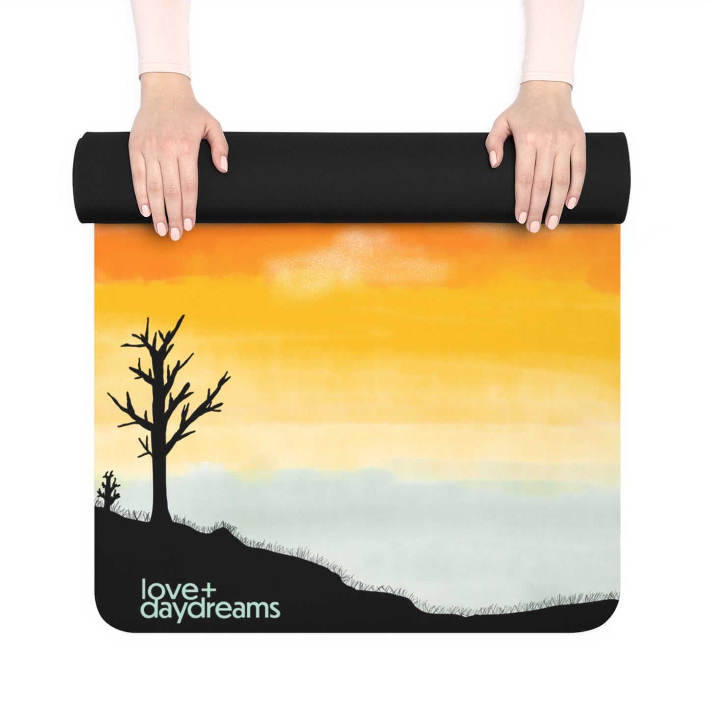 Premium Yoga Mat, "Desert Dream" Sunset Pink Moon, Joshua Tree, Non Slip, Best in World, Hot Yoga, Home Studio Velvet Soft, Rubber Mat