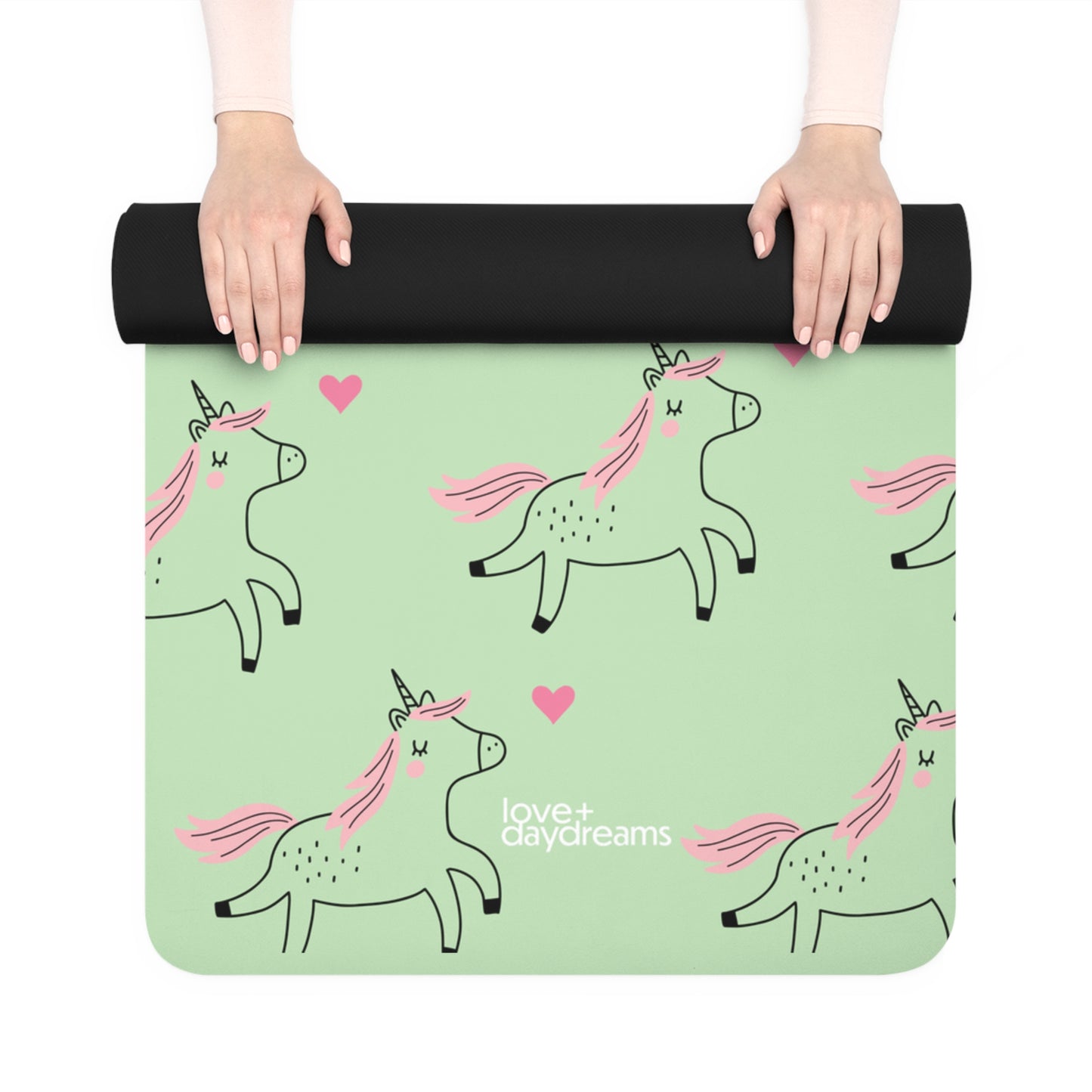 Yoga Mat, 'Love + Unicorns' Heart Design, Cute Kids Mat, Non Slip, Meditation Peaceful Mat, Best in World, Quiet Time