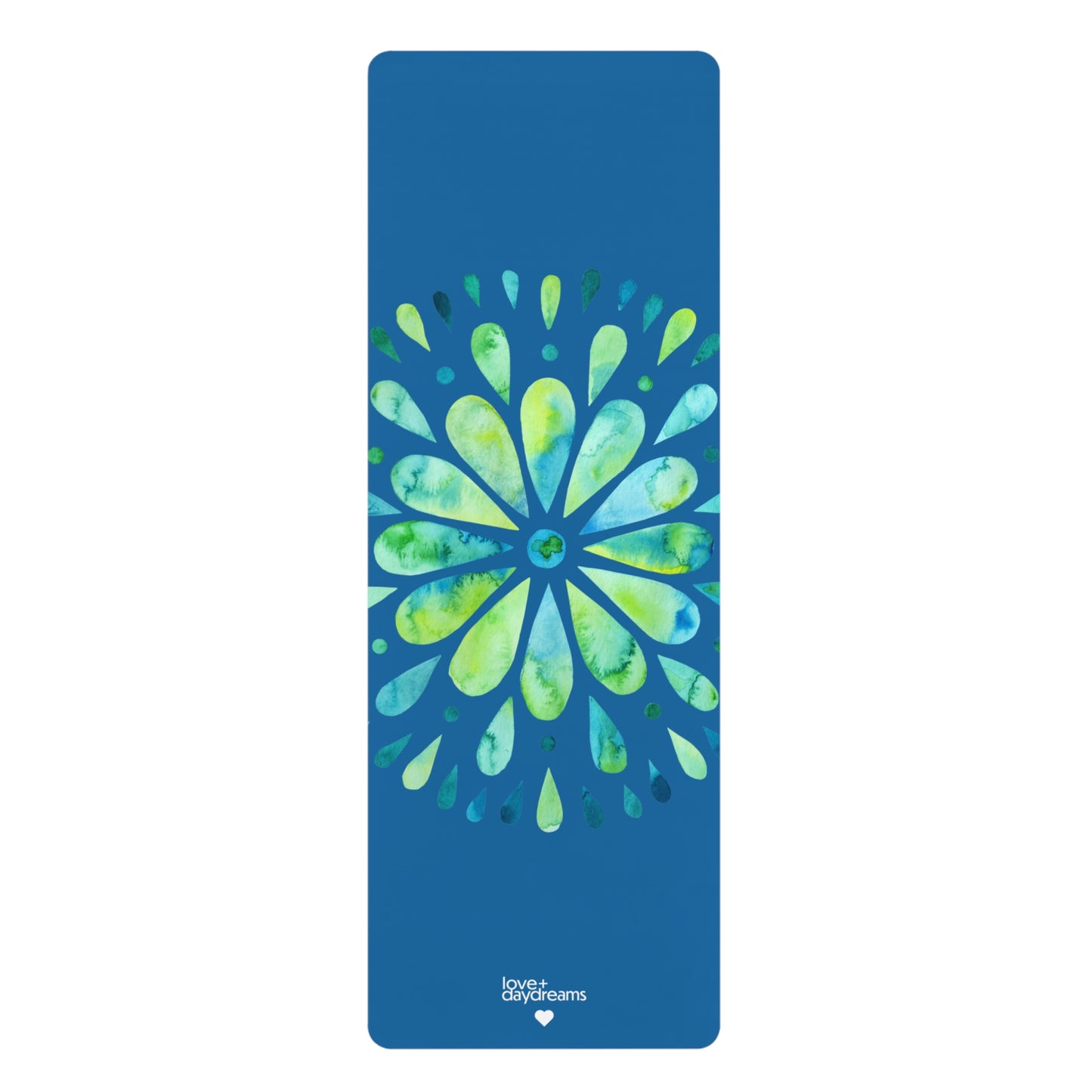 Yoga Mat, Inner Bloom Design for Hot Yoga, Meditation - Velvet Non-Slip Rubber Mat, Ocean Green Blue, Pilates Mat, Fitness Pad, Exercise