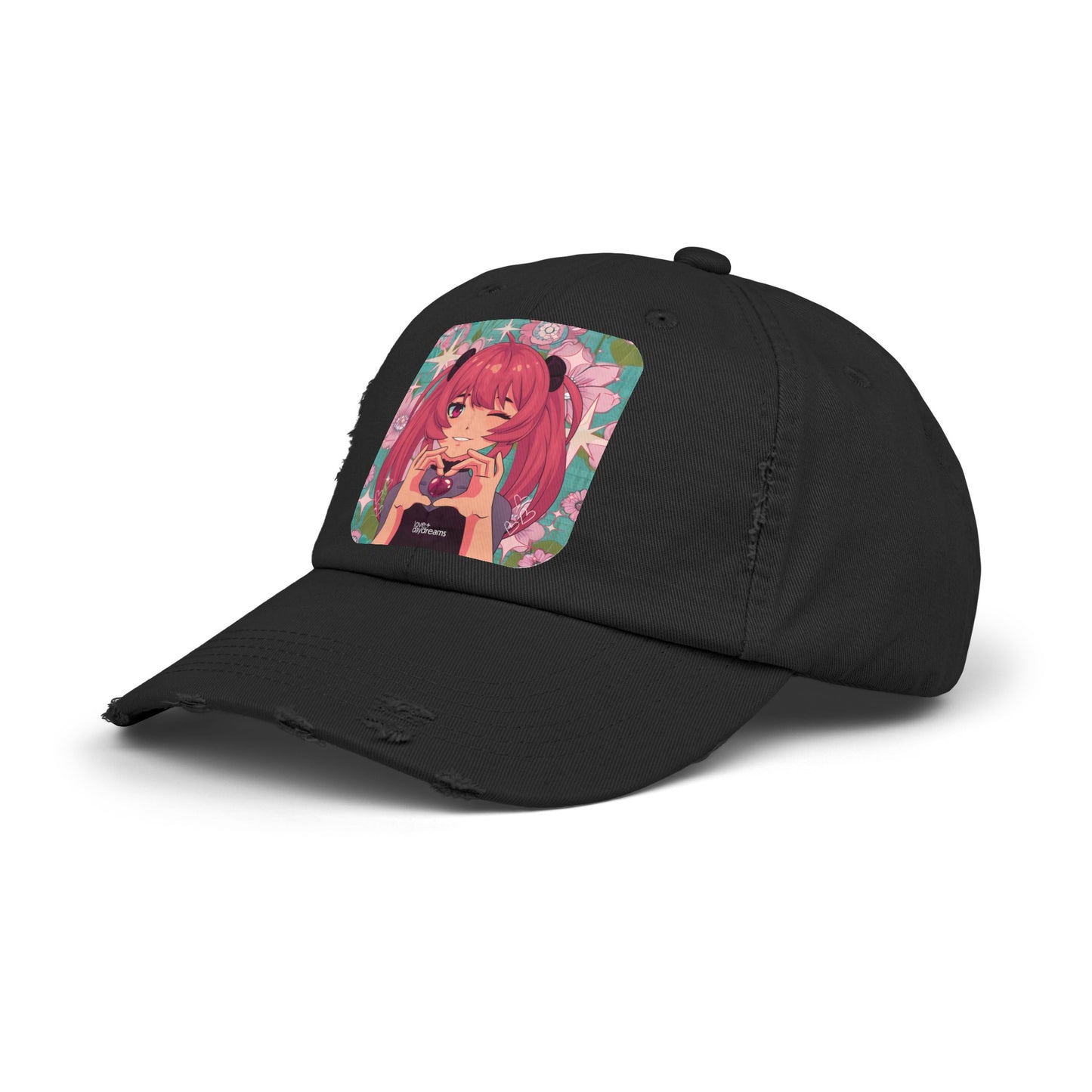 Unisex Distressed Cap | "Love + Anime"