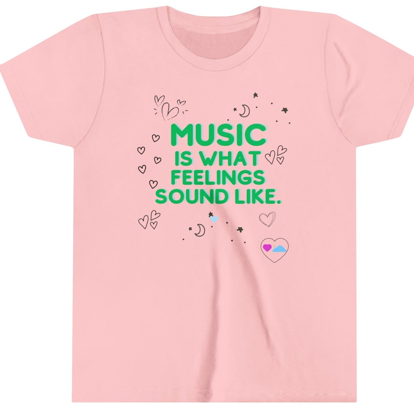 Youth Short Sleeve Tee | "Music is What Feelings Sound Like" - Doodles