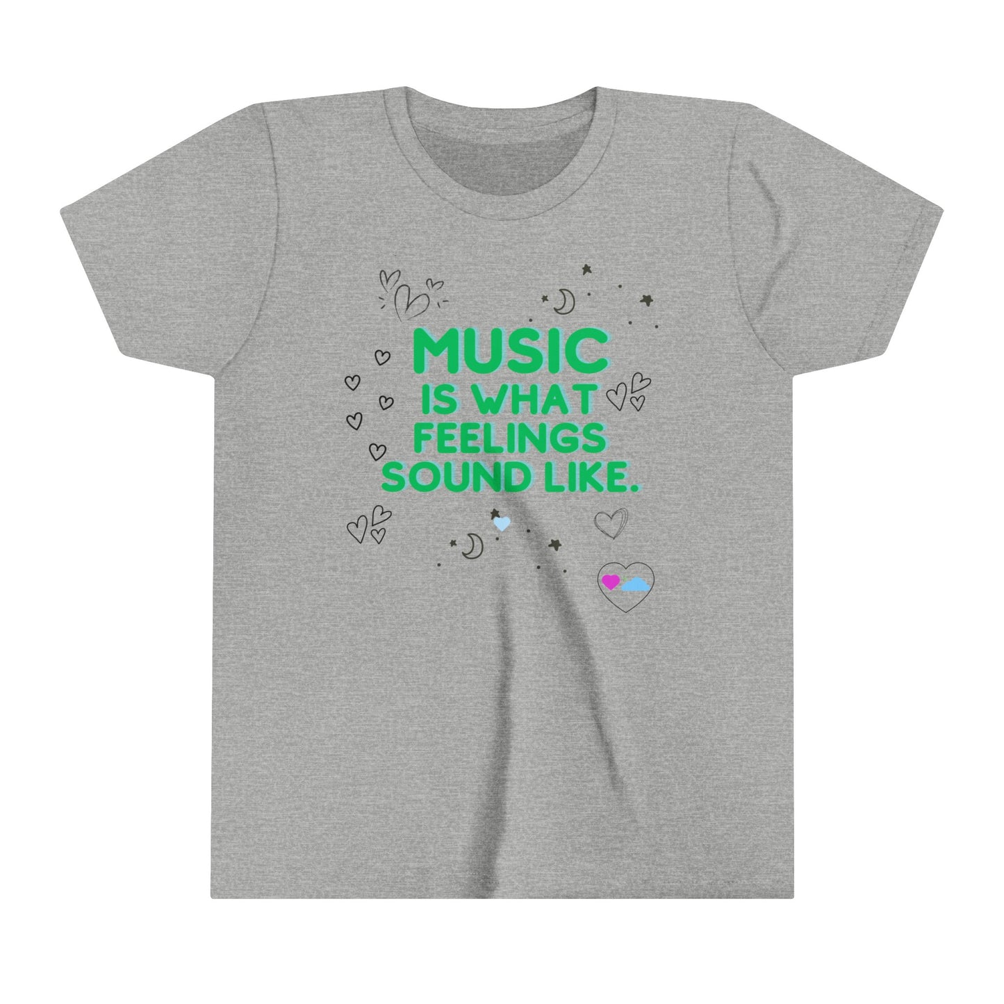 Youth Short Sleeve Tee | "Music is What Feelings Sound Like" - Doodles