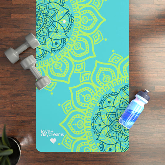 Yoga Mat, 'Reflection" Design in Turquoise, Customizable, Non-Slip, Extra Long, Studio or Home, Meditation Mat, Exercise Mat, Best Yoga Mat