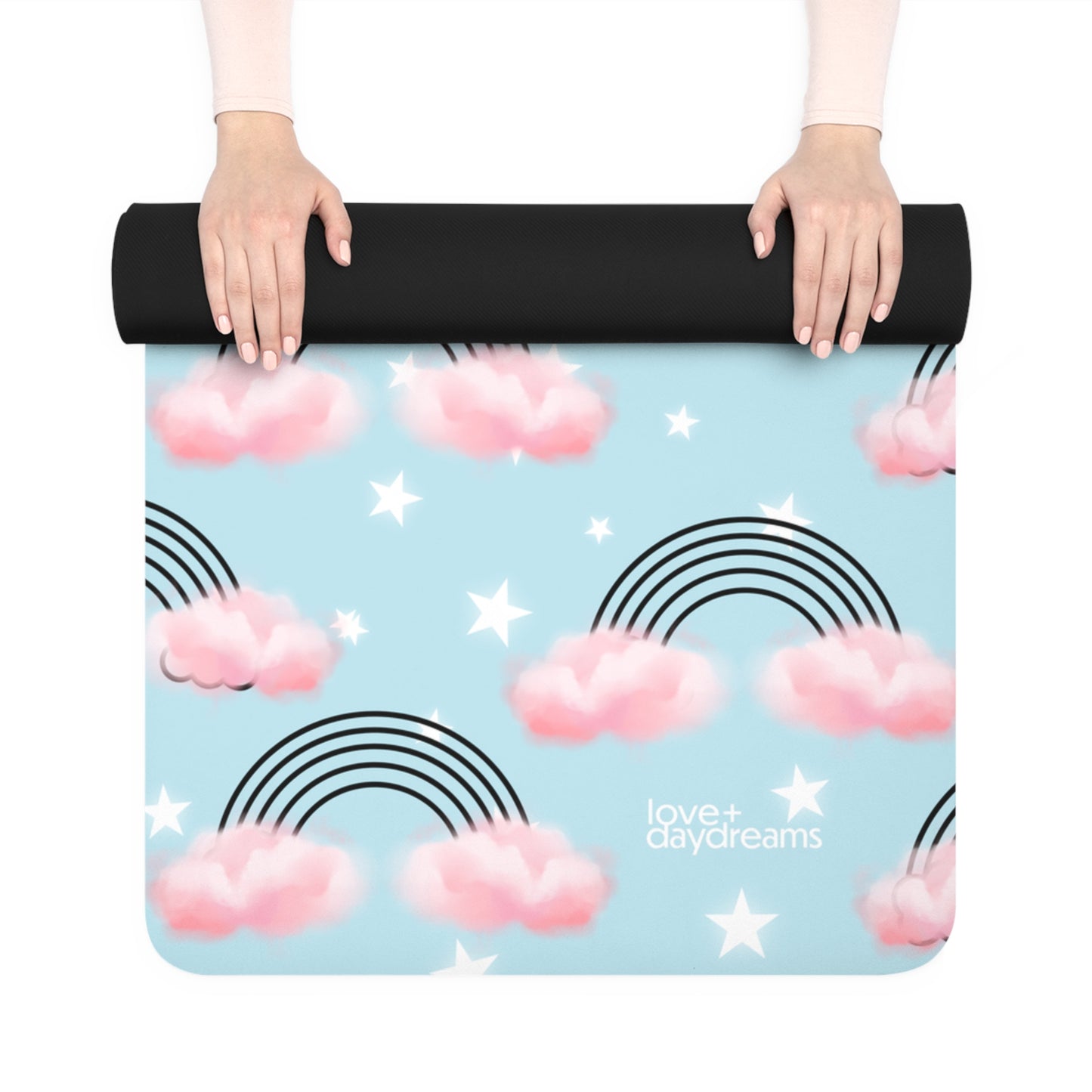 Yoga Mat, 'Dream a Little Dream' - Rainbow and Cloud Design, Velvet Non-Slip Mat, Meditation, Kid's Yoga Mat, Peaceful time