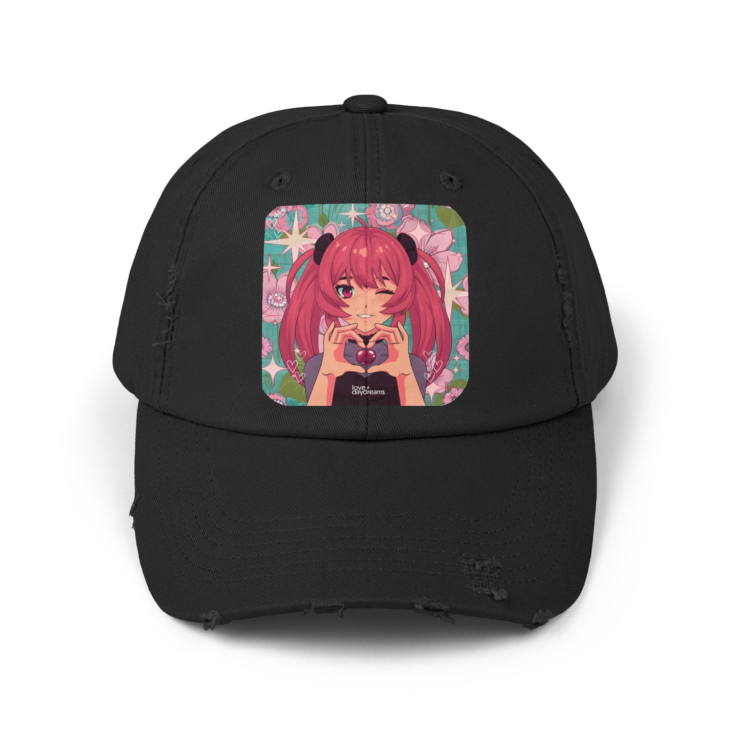 Unisex Distressed Cap | "Love + Anime"