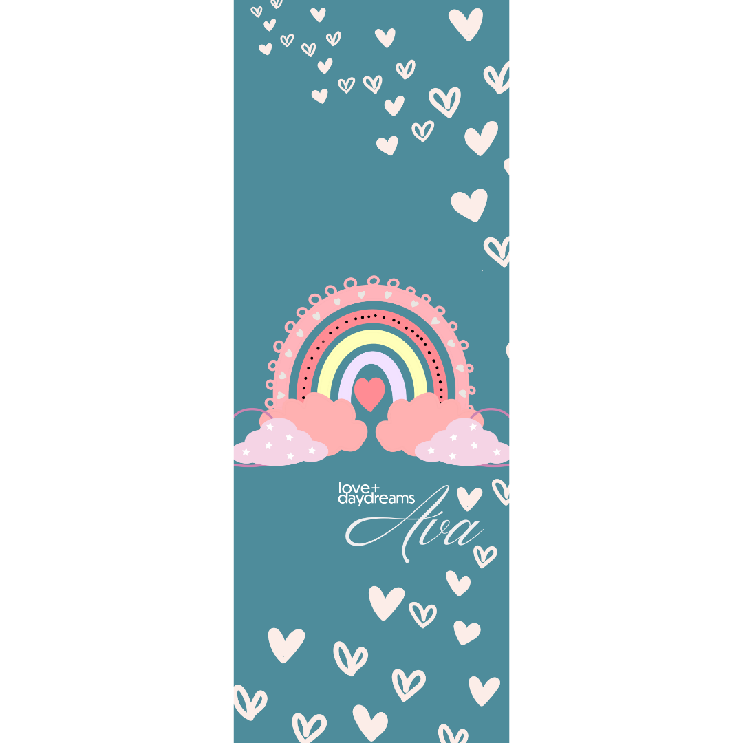 Kids Rainbow Moon Yoga Mat, Anti-Slip,  Polyester Rubber, Namaste Design, Daydreamers, Balance, Comfort, Gift for Kids