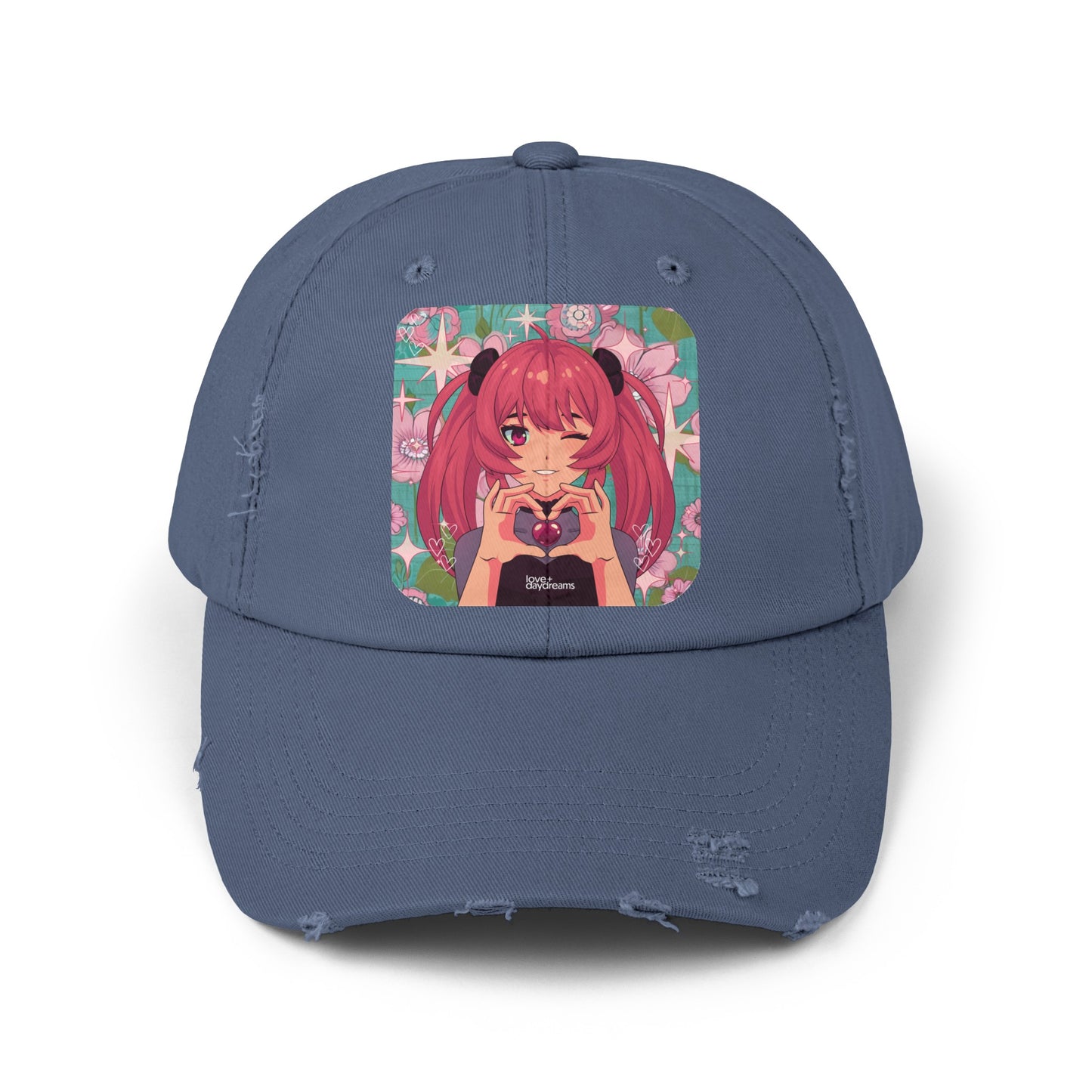 Unisex Distressed Cap | "Love + Anime"