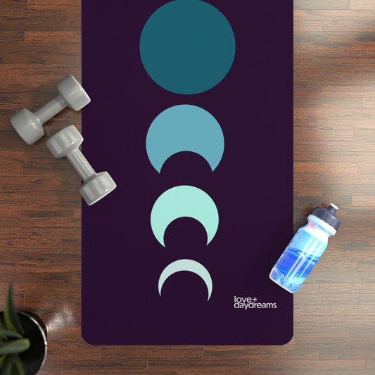Yoga Mat, 'Peace, Love, Moon" Premium Design in Blue Moon, Non-Slip, Extra Long, Studio or Home, Meditation Mat, Exercise Mat, Best Yoga Mat