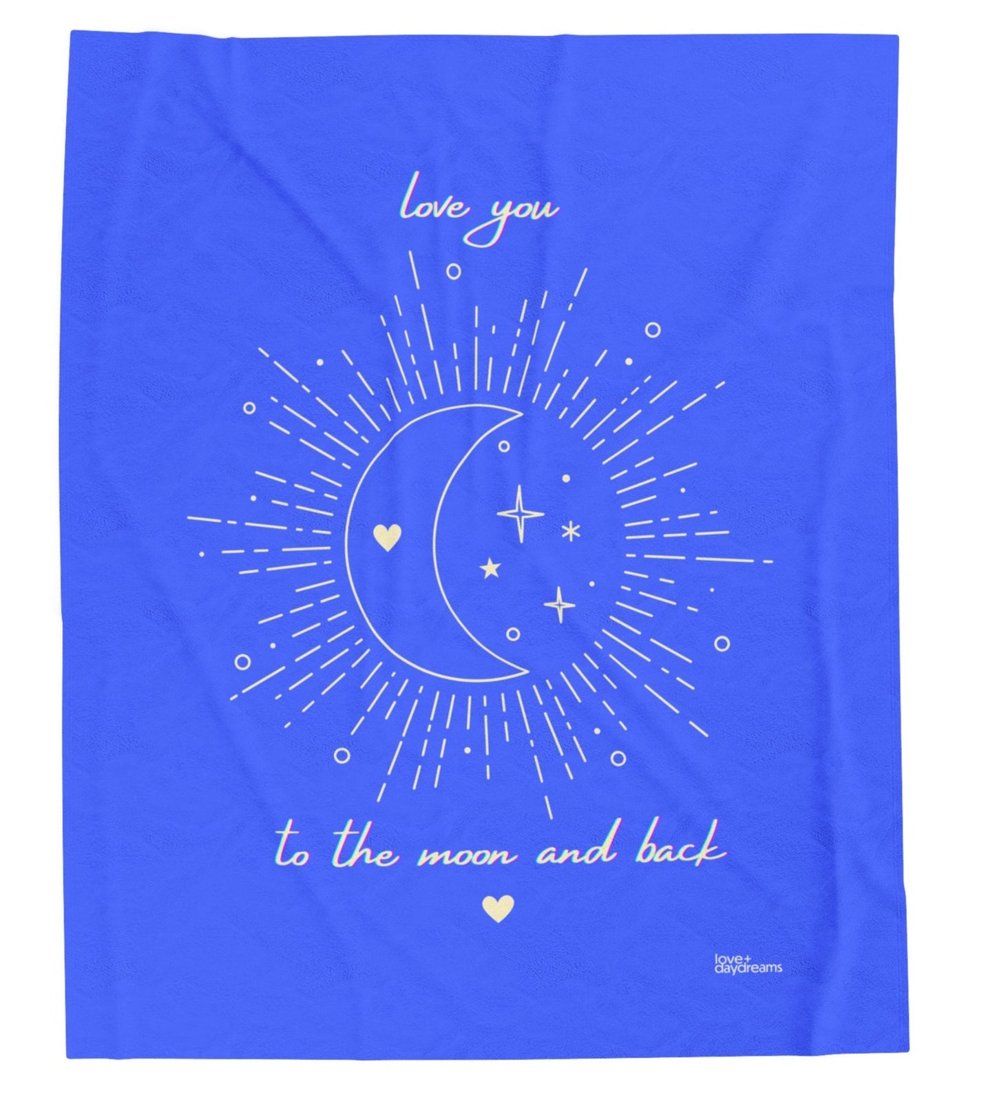 Plush Blanket | "Love You, Stars, Moon + Hearts"