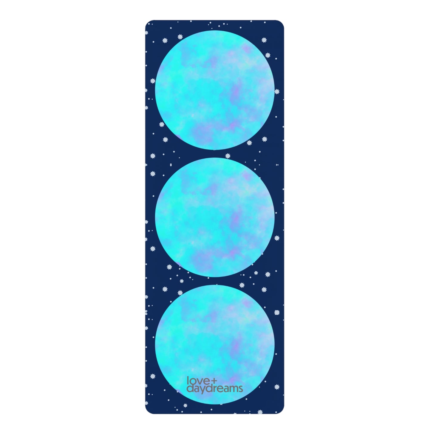 Premium Yoga Mat - "Love, Moon, Stars" Design, Anti-Slip Bottom, Extra-Long, Lightweight, Studio/Home, Namaste, Daydreamers, Comfort, Yoga