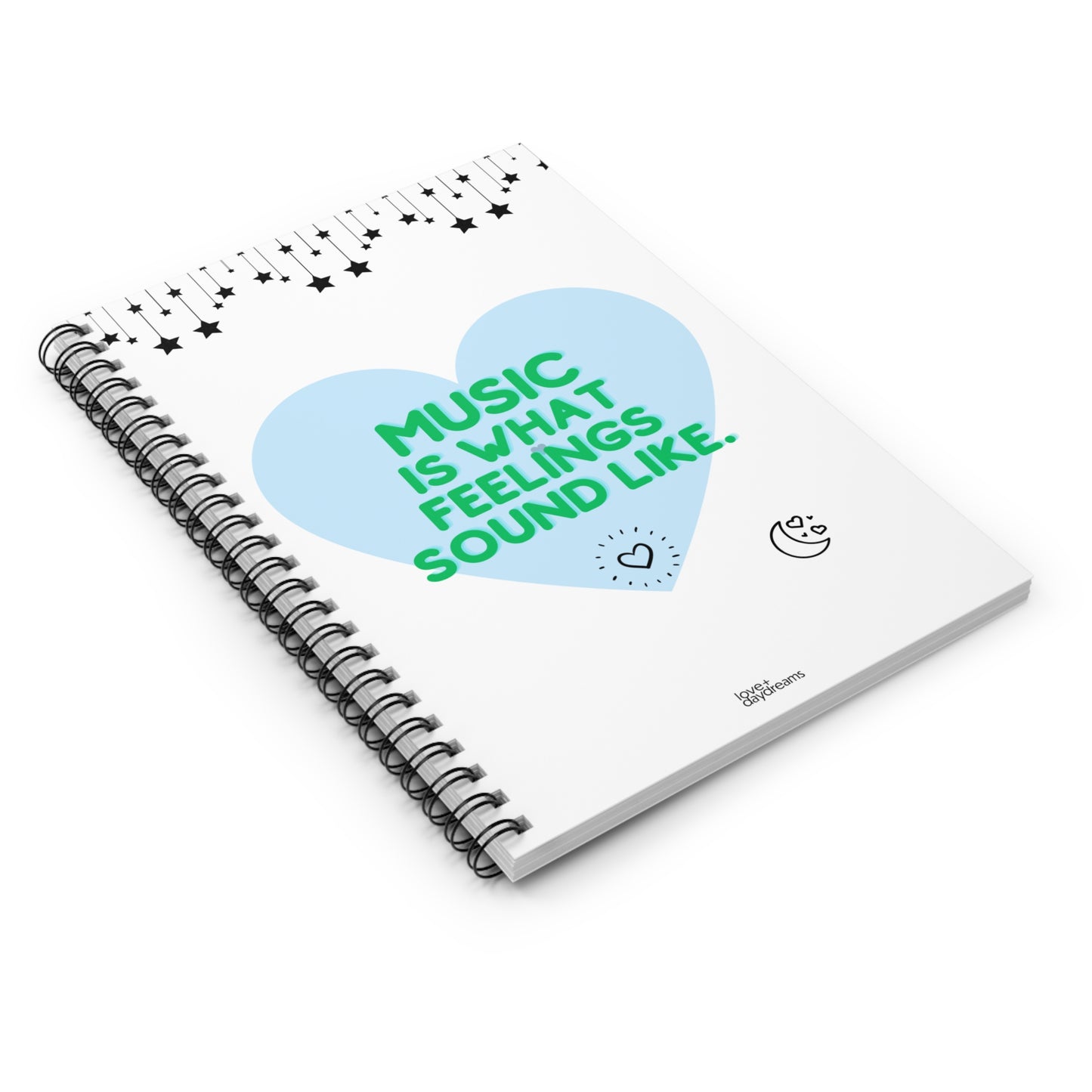 Spiral Notebook | "Music is What..." Stars + Hearts