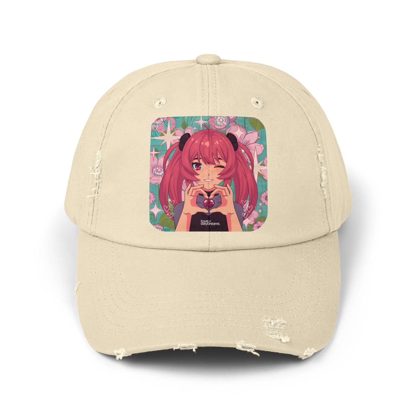 Unisex Distressed Cap | "Love + Anime"