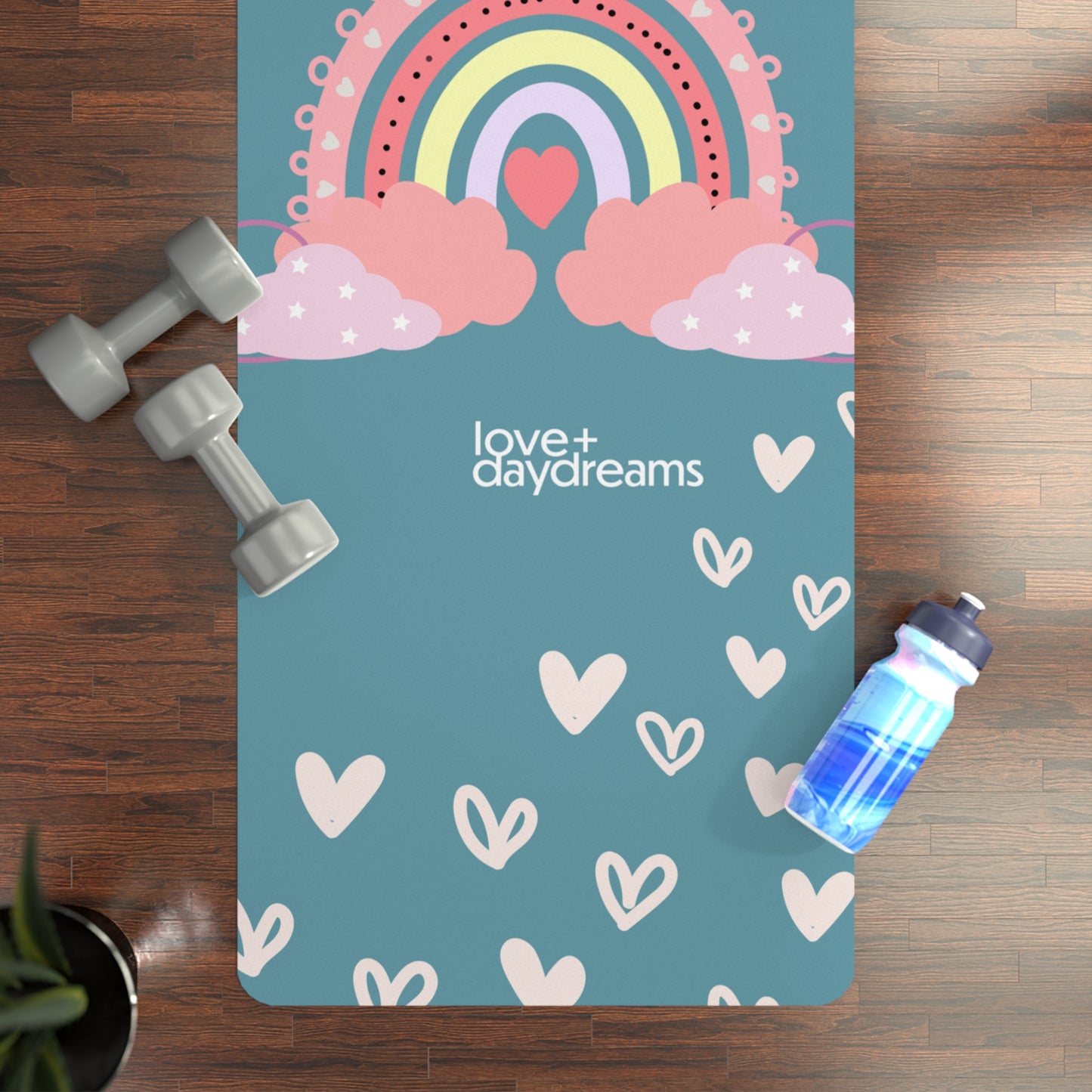 Kids Rainbow Moon Yoga Mat, Anti-Slip,  Polyester Rubber, Namaste Design, Daydreamers, Balance, Comfort, Gift for Kids