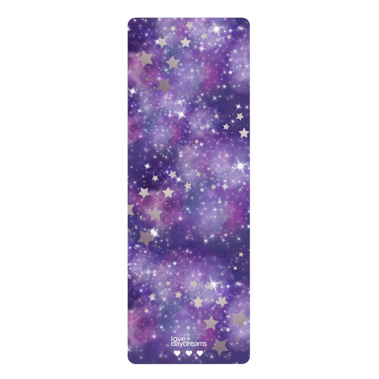 Purple Cosmic Stars Yoga Mat, Celestial Clouds Sparkle Workout Mat, Eco-Friendly Pilates Mat, Non-Slip Exercise Mat, Meditation