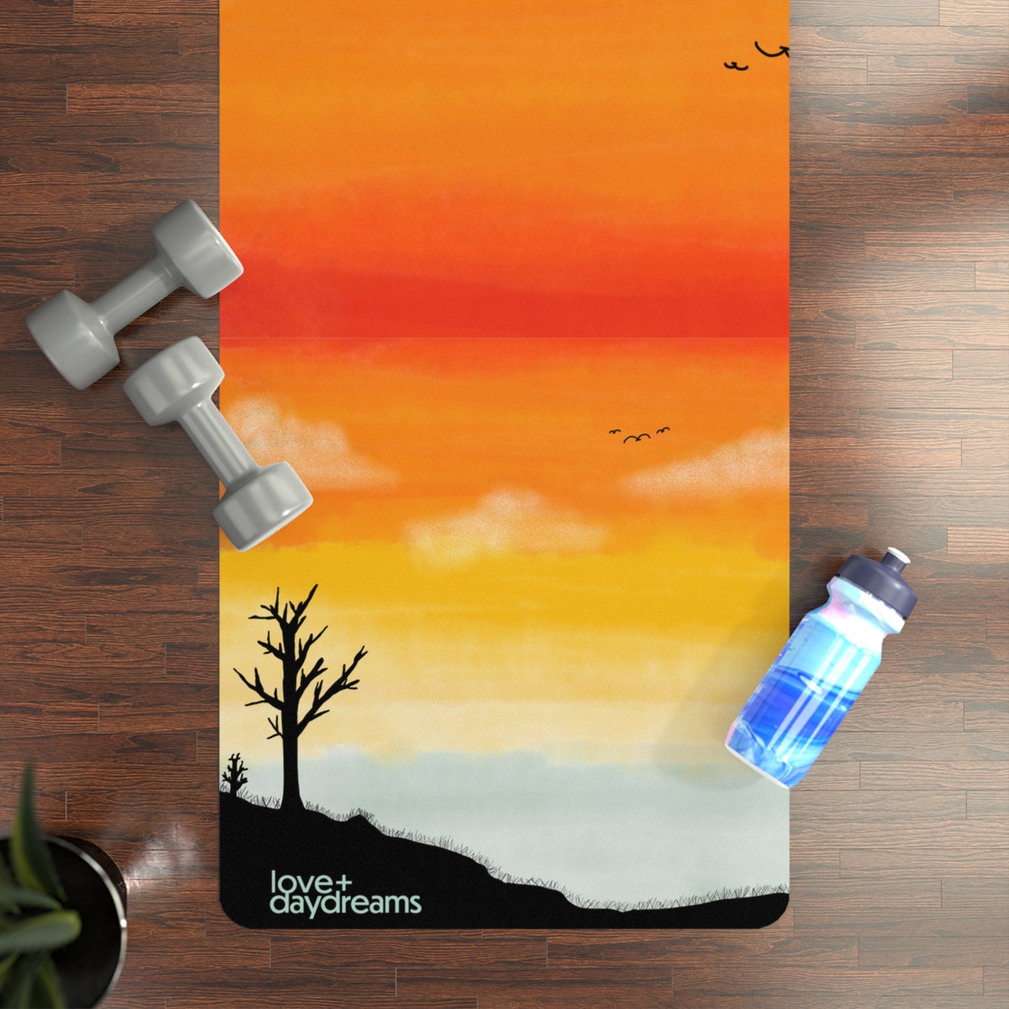 Premium Yoga Mat, "Desert Dream" Sunset Pink Moon, Joshua Tree, Non Slip, Best in World, Hot Yoga, Home Studio Velvet Soft, Rubber Mat