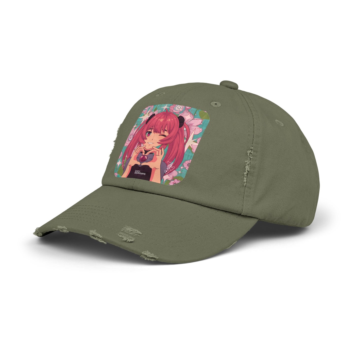 Unisex Distressed Cap | "Love + Anime"