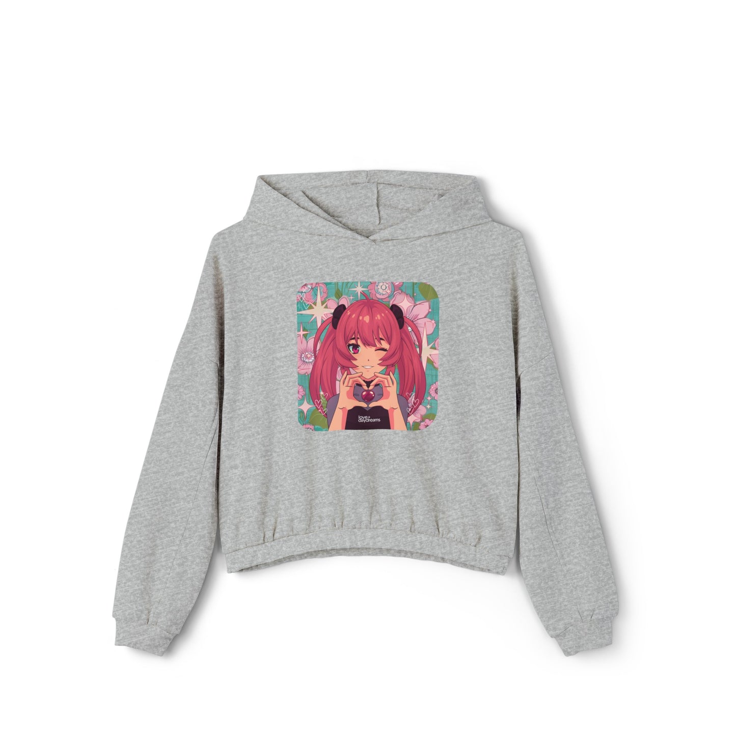 Women's Cinched Cropped Hoodie | "Love + Anime"