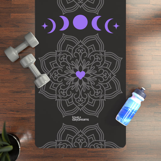 Yoga Mat, "Purple Moon Magic", Customizable, Non-Slip, Extra Long, Polyester, Namaste Daydreamers, Exercise Mat, Pilates Mat, Meditation Mat,