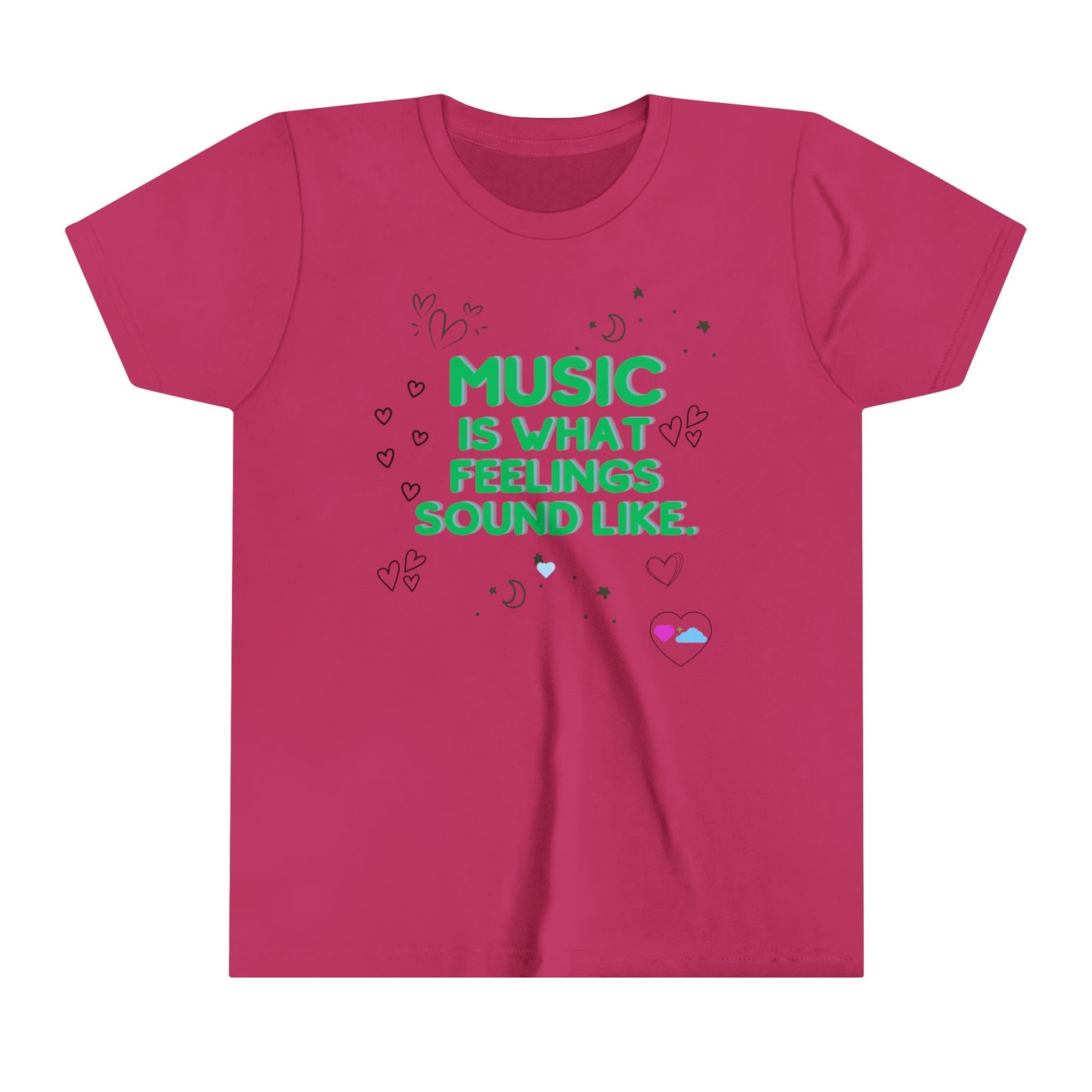 Youth Short Sleeve Tee | "Music is What Feelings Sound Like" - Doodles