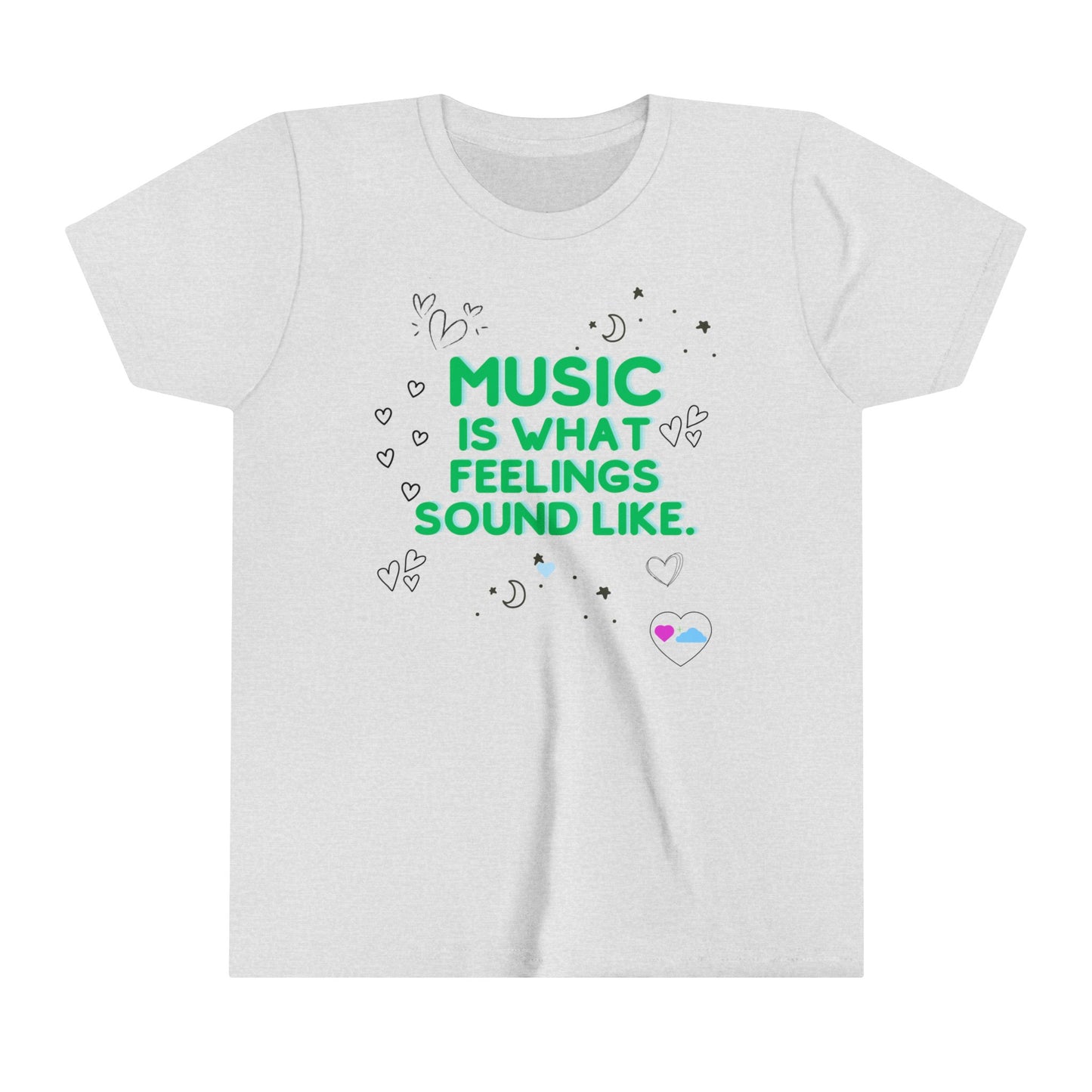 Youth Short Sleeve Tee | "Music is What Feelings Sound Like" - Doodles