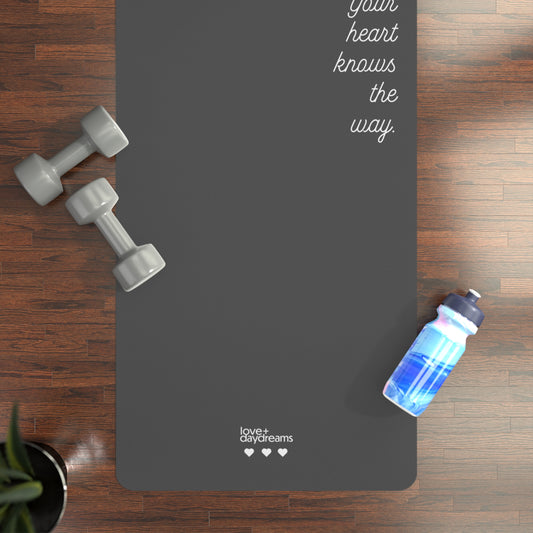 Yoga Mat, Heart Compass Design, Non-Slip Grip, Hot Yoga Pilates Mat, Premium Velvet Surface, Rubber Mat with Bold Message