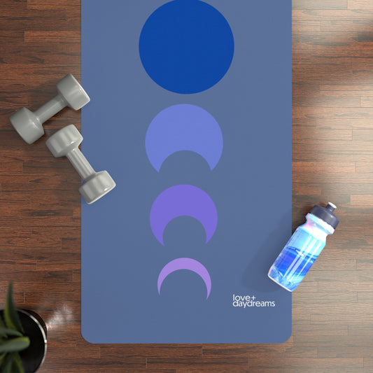 Yoga Mat, 'Peace, Love, Moon" Premium Customizable Design in Blue Moon, Non-Slip, Extra Long, Studio or Home, Meditation Mat, Exercise Mat, Best Yoga Mat