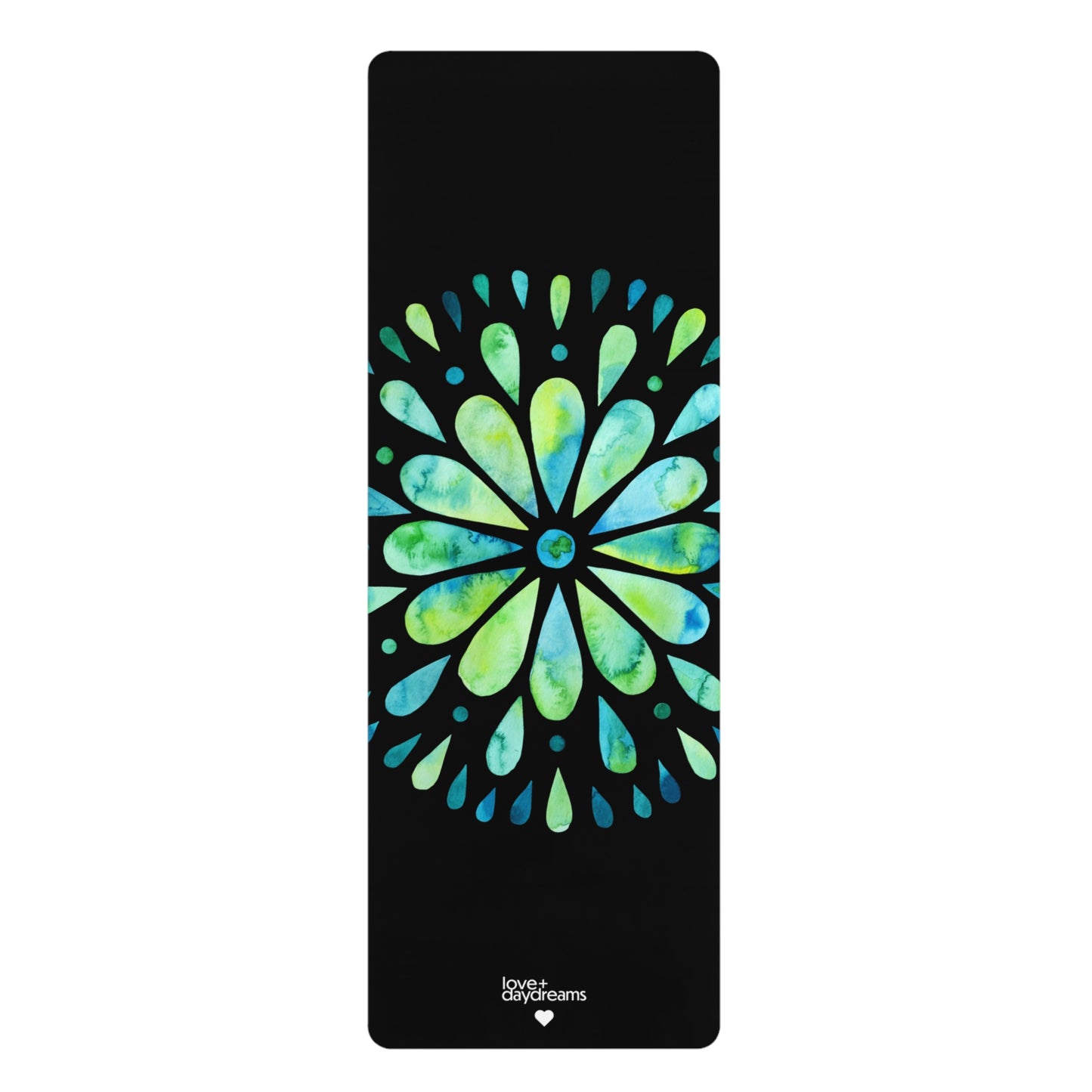 Yoga Mat, Ocean Green and Blue Watercolor Design, Inner Bloom, Non-Slip and Velvet-Soft Mat for Hot Yoga, Pilates, Meditation, Vibrant
