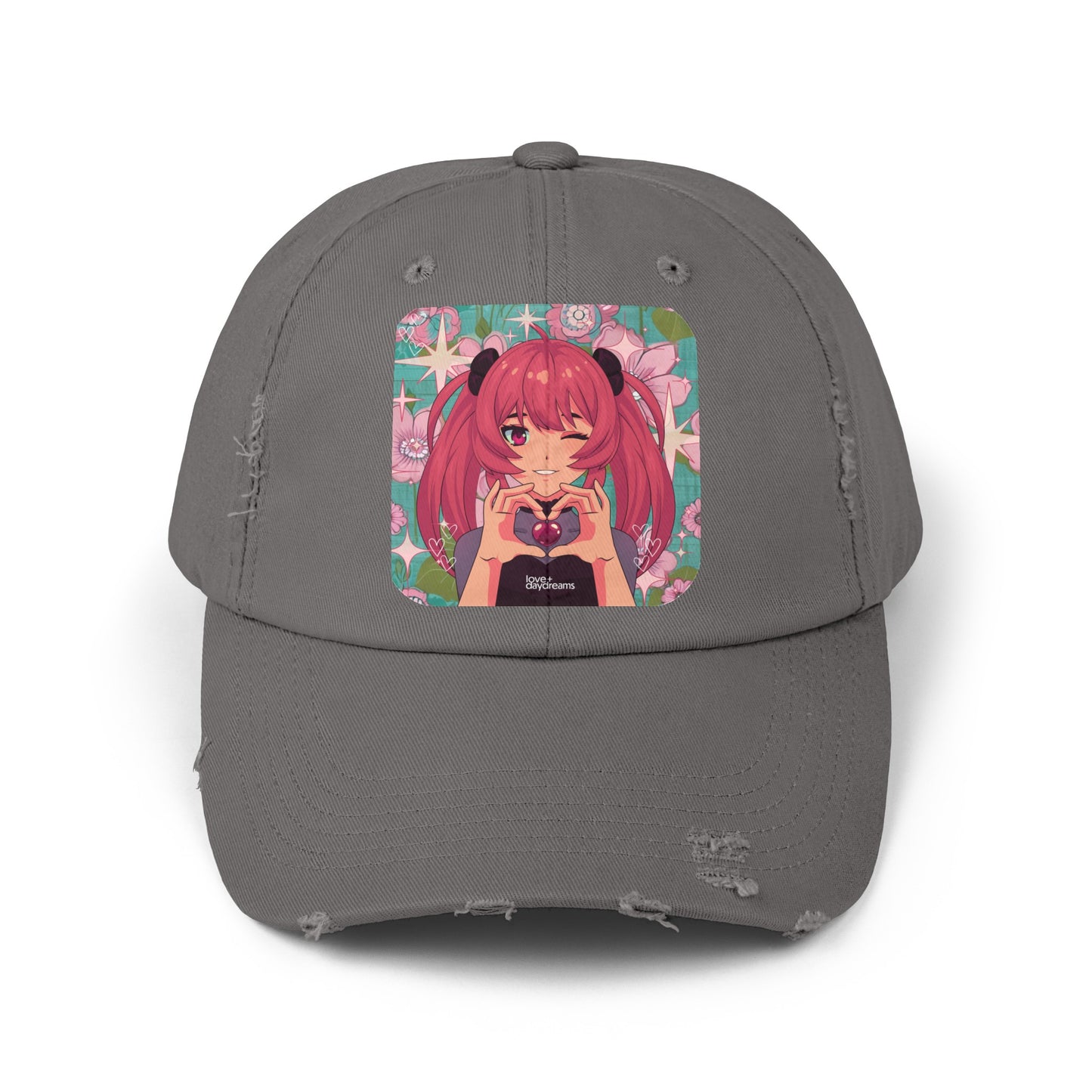 Unisex Distressed Cap | "Love + Anime"