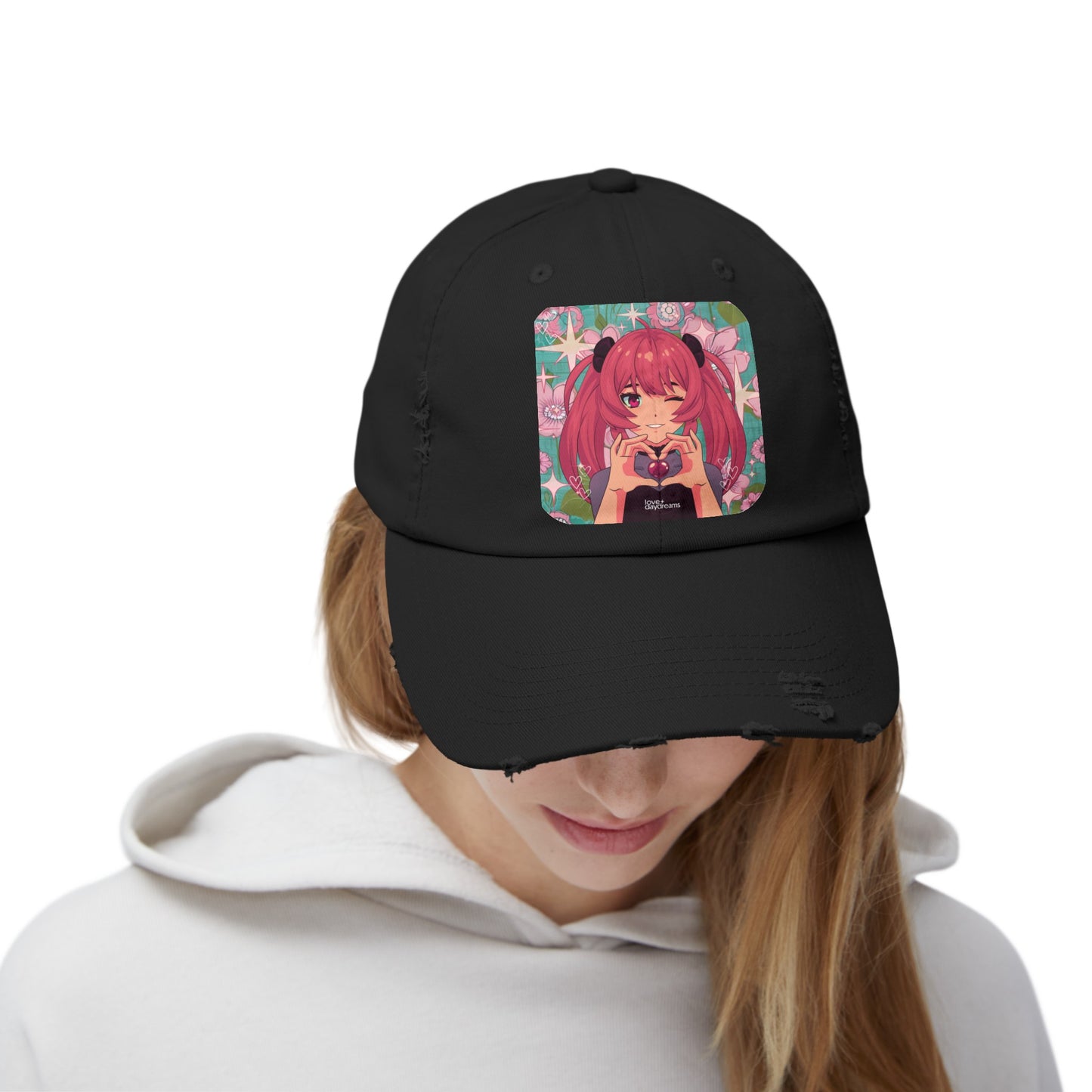 Unisex Distressed Cap | "Love + Anime"