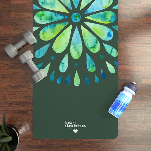 Yoga Mat "Inner Bloom in Sage", Non-Slip and Velvet-Soft Mat for Hot Yoga, Pilates, Meditation, Vibrant