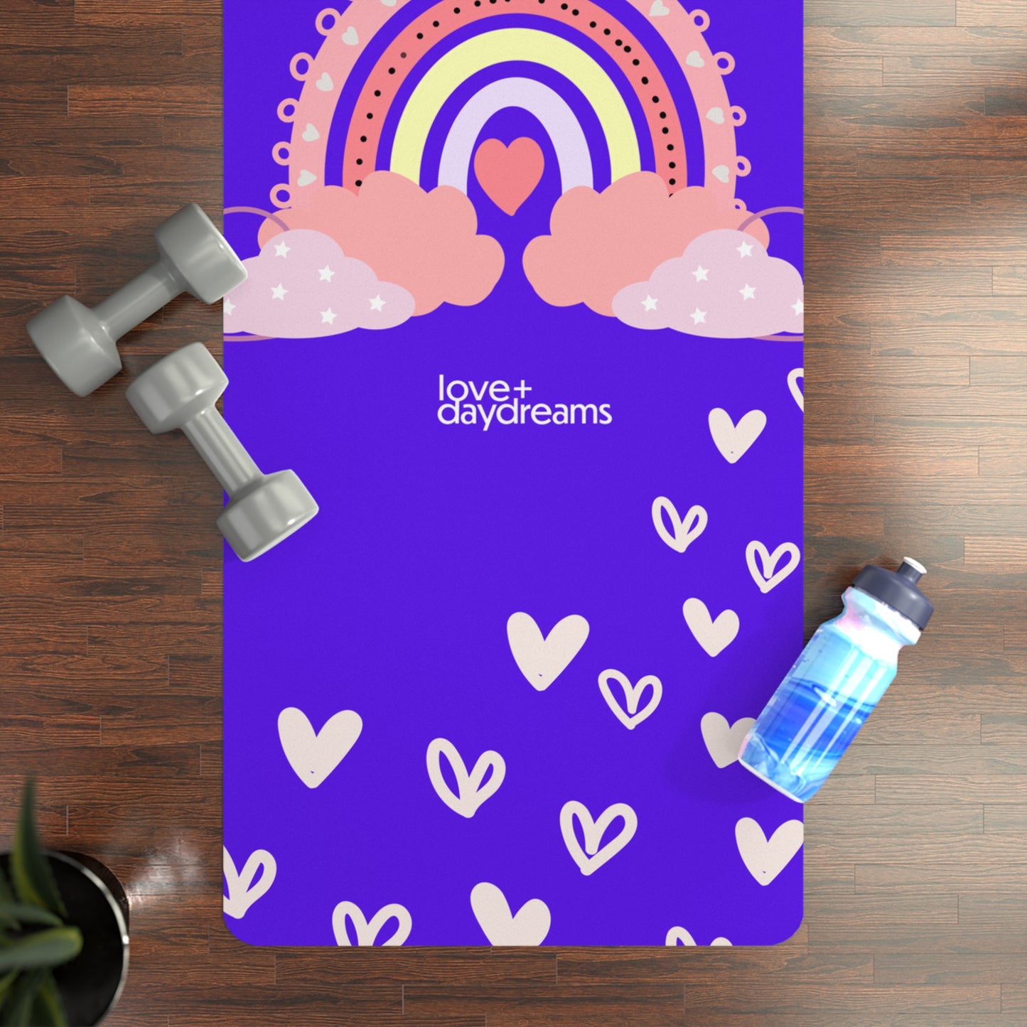 Kids "Rainbow Dreams" Yoga Mat in Grape, Anti-Slip,  Polyester Rubber, Namaste Design, Daydreamers, Balance, Comfort, Gift for Kids