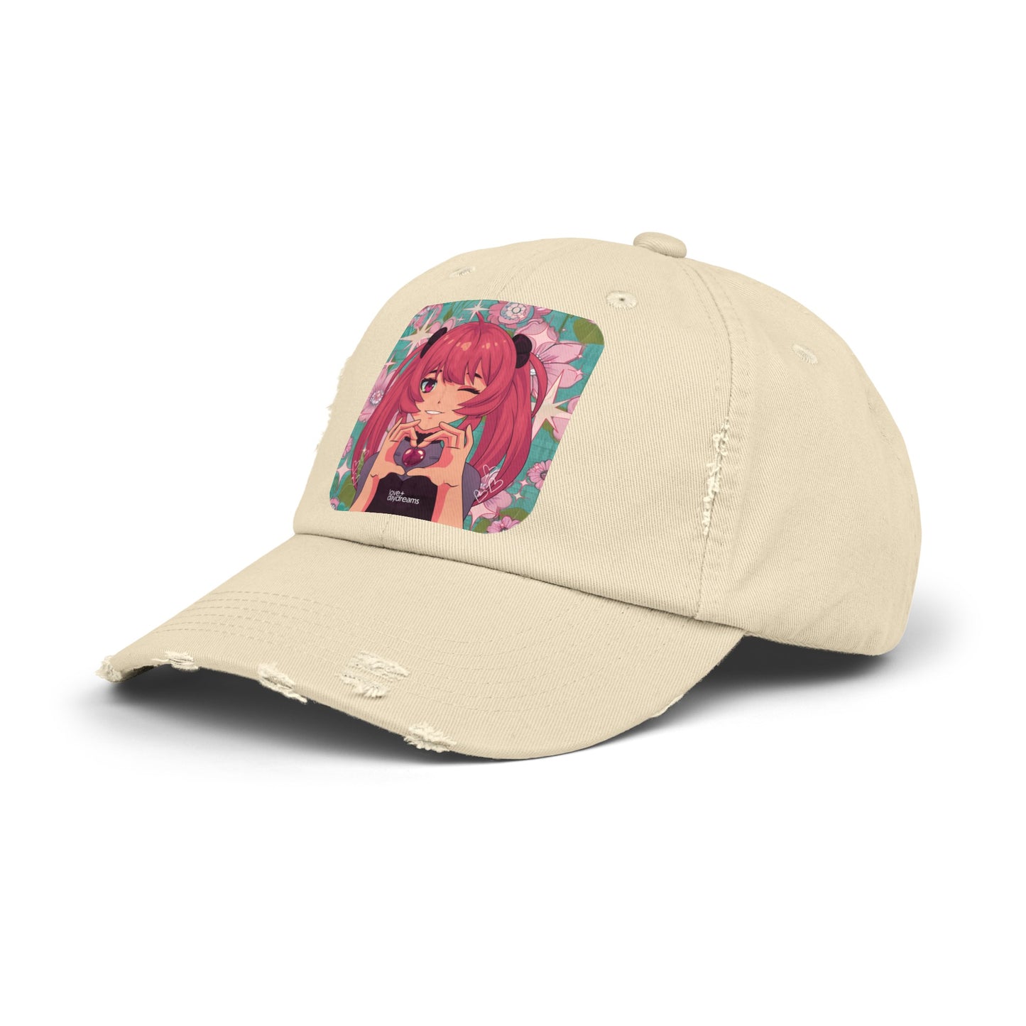 Unisex Distressed Cap | "Love + Anime"