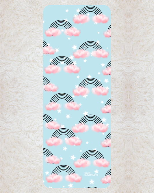 Yoga Mat, 'Dream a Little Dream' - Rainbow and Cloud Design, Velvet Non-Slip Mat, Meditation, Kid's Yoga Mat, Peaceful time