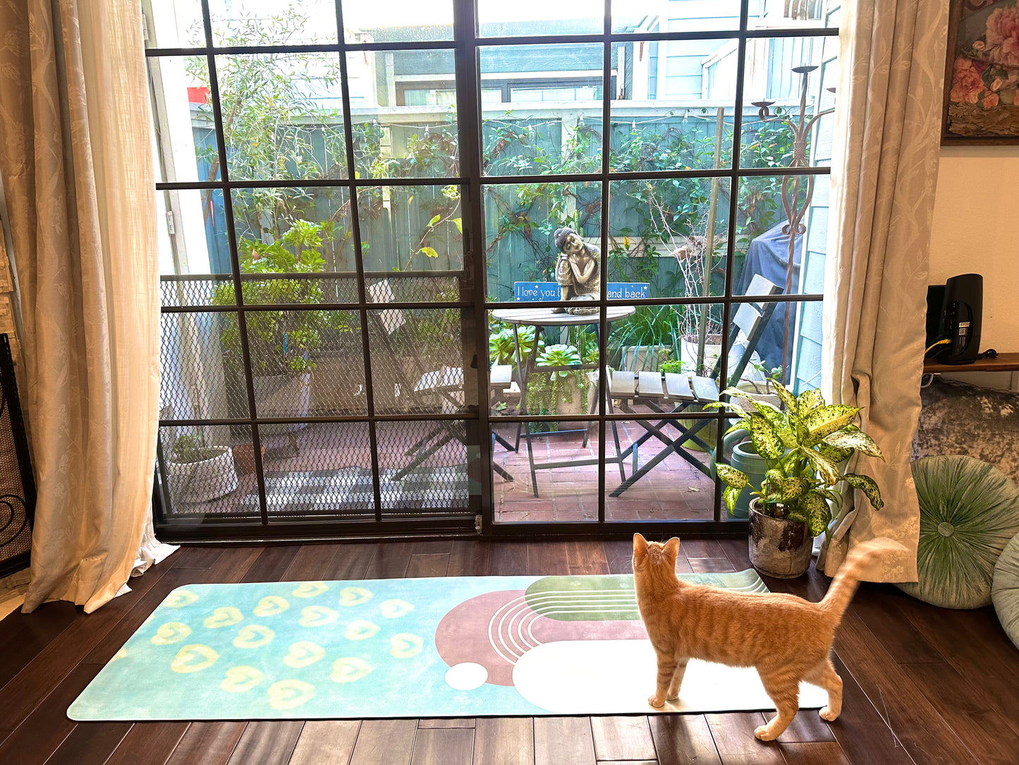 Yoga Mat - 'Sunrise Moon' Premium Pilates and Yoga mat with Sun, Modern Rainbow and Heart Design