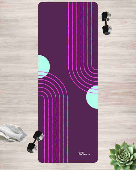 Yoga Mat, 'Ground Control' - Premium Moon Arch Design, Velvet Non-Slip Mat, Meditation, Hot Yoga, Hot Pilates, Fitness Mat, Workout