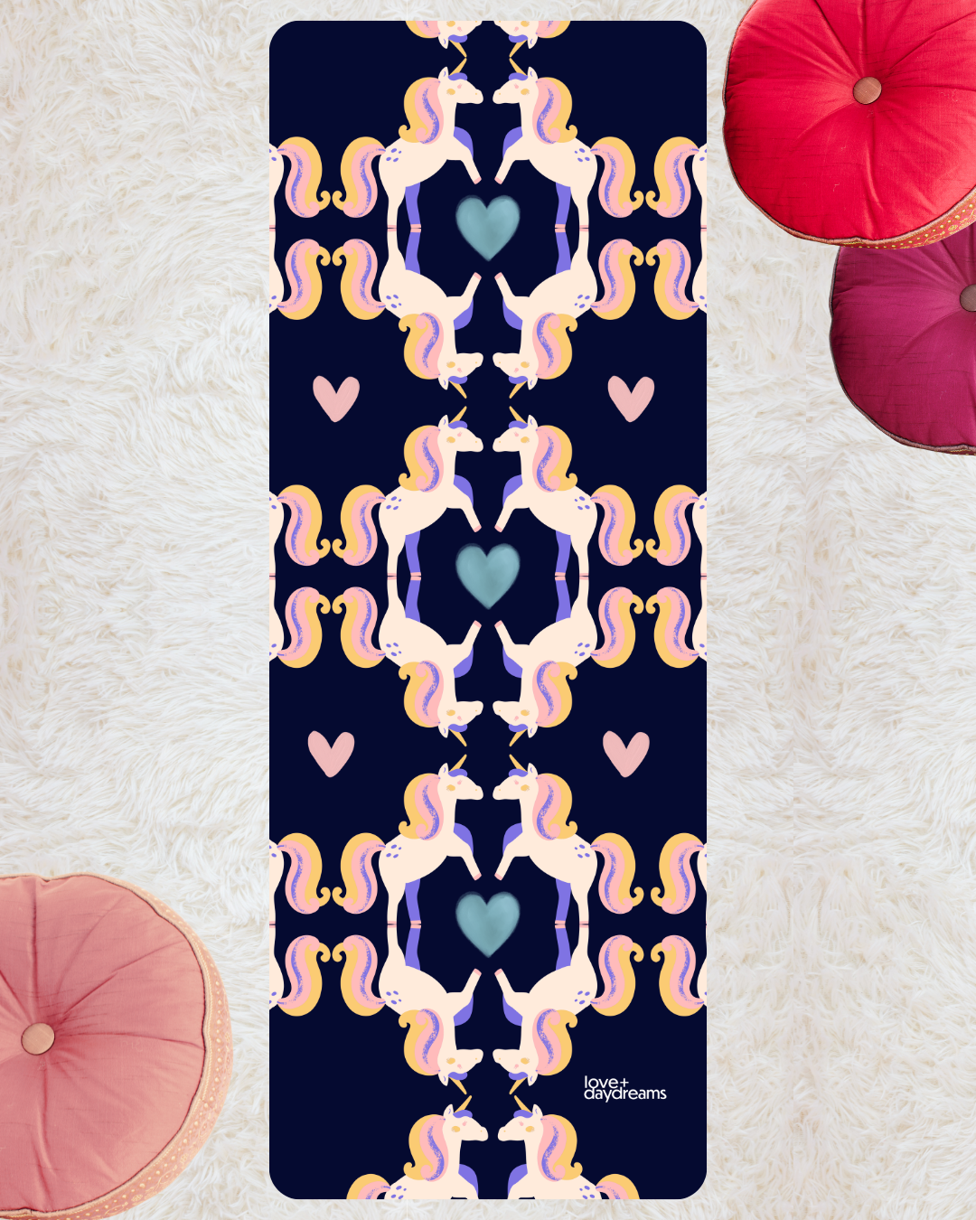 Kids Yoga Mat, 'Hello, Friend' - Unicorn Design, Velvet Non-Slip Mat, Meditation, Peaceful time