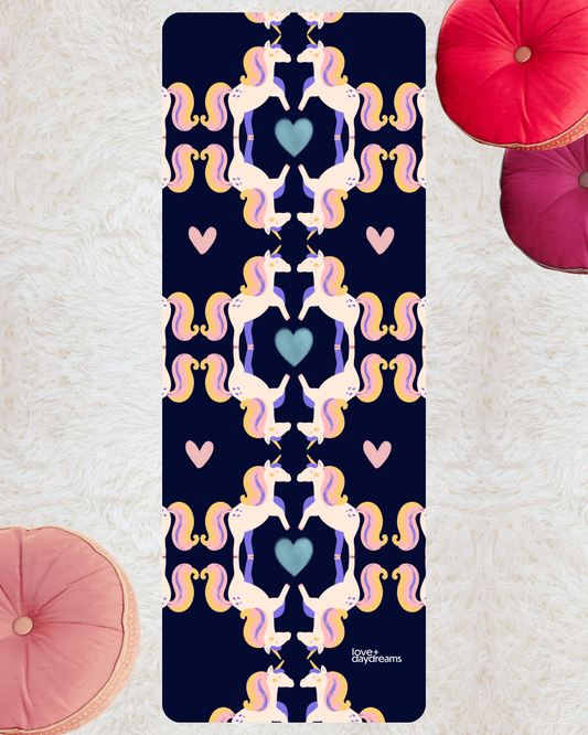 Kids Yoga Mat, 'Hello, Friend' - Unicorn Design, Velvet Non-Slip Mat, Meditation, Peaceful time