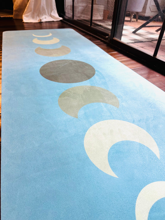 Yoga Mat, 'Peace, Love, Moon" Design in Moonlit Moss, Customizable, Non-Slip, Extra Long, Studio or Home, Meditation Mat, Exercise Mat, Best Yoga Mat