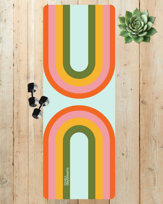 Yoga Mat, 'Perfect Balance' - Premium Mat, Velvet Non-Slip Mat, Peaceful Rainbow Meditation, Hot Yoga, Hot Pilates, Fitness Mat, Workout