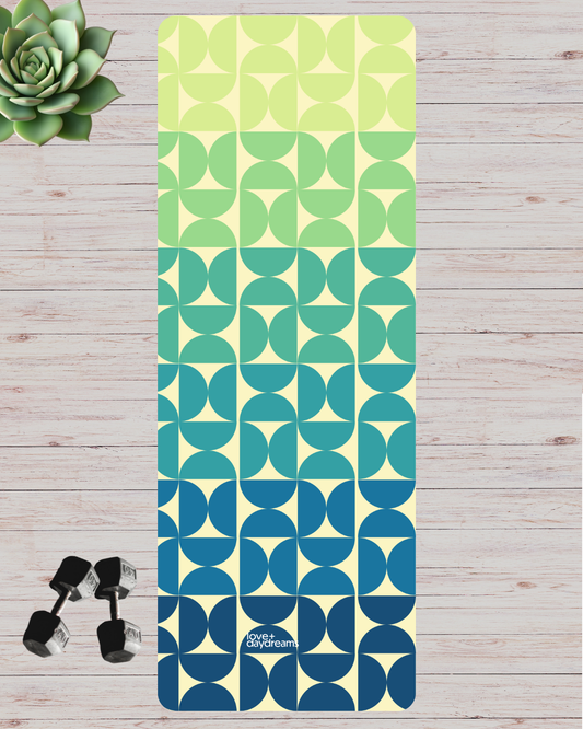 Yoga Mat, 'Retro Bloom' - Premium Mat, Velvet Non-Slip Mat, Meditation, Hot Yoga, Hot Pilates, Fitness Mat, Workout