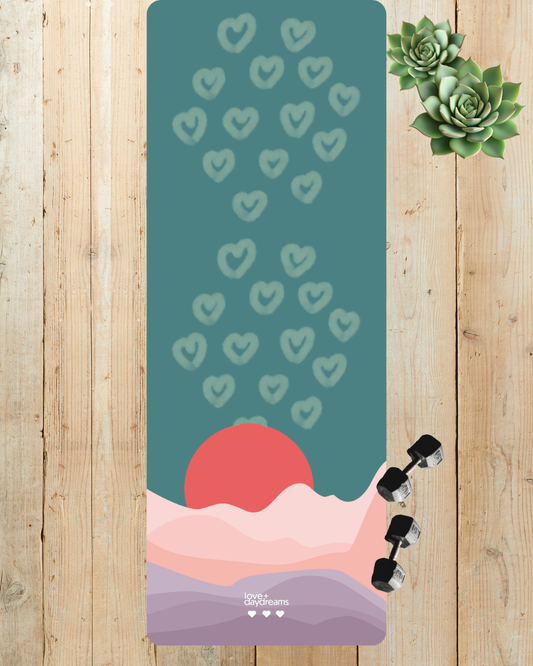 Yoga Mat - 'I Love The Sun' Premium Pilates and Yoga mat with Sun and Hearts Design