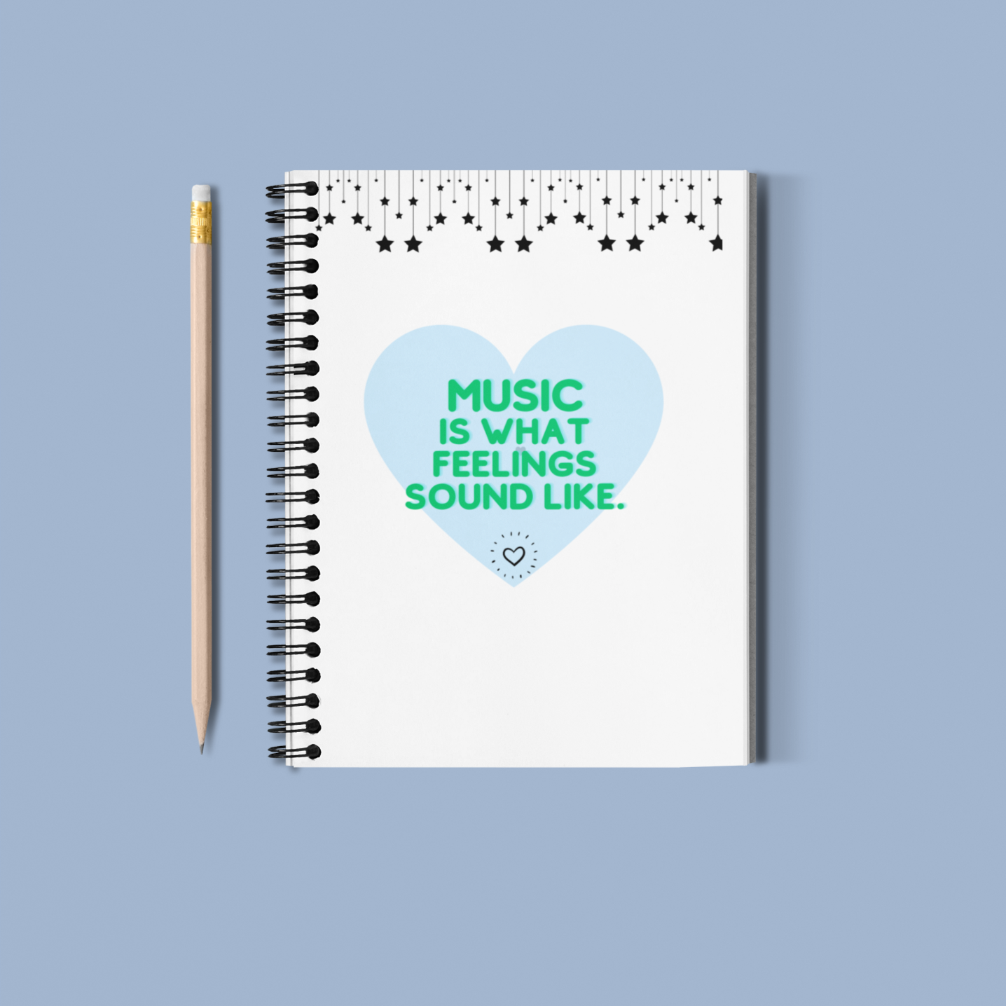 Spiral Notebook | "Music is What..." Stars + Hearts